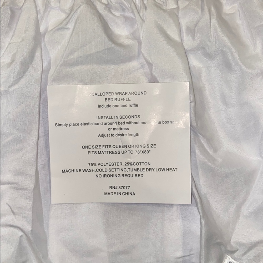 Queen/King White Scalloped Dust Ruffle, 13” drop